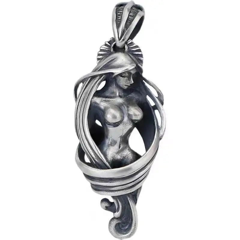 Vintage Punk Mythology Metal Sexy Angel Goddess Pendant Necklace