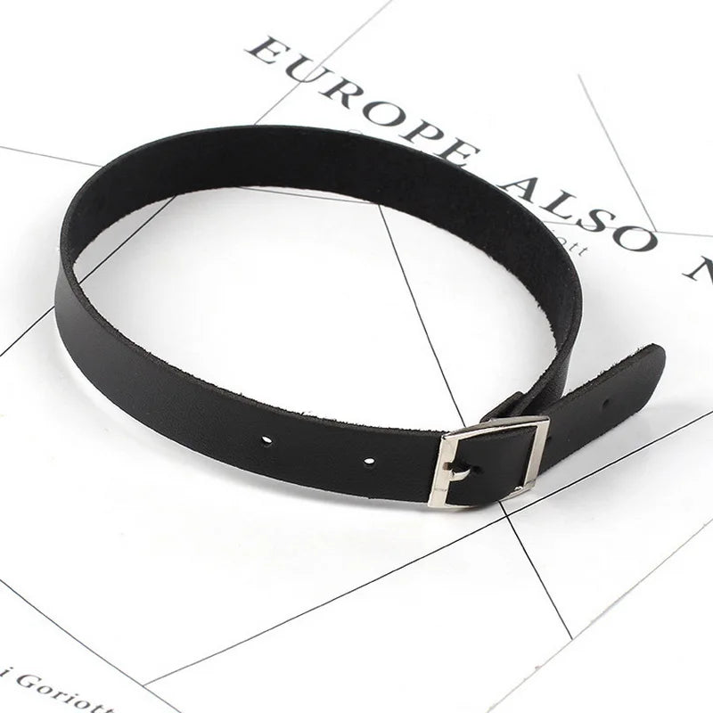 Vintage Punk Pin Buckle PU Leather Choker Necklace Gothic Neck Chocker
