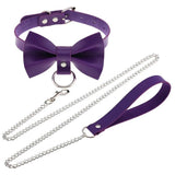 Vintage Punk Purple PU Leather Tassel Chain Necklace