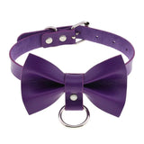 Vintage Punk Purple PU Leather Tassel Chain Necklace