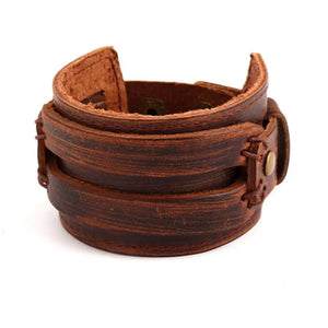 Punk Retro Europe Leather Bracelet Metal Wristband Braid Rope Jewelry