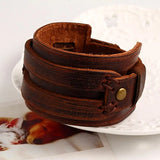 Punk Retro Europe Leather Bracelet Metal Wristband Braid Rope Jewelry