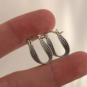 Vintage Punk Silver Earrings for Women Creative Twist Winding Geometric