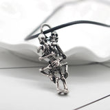 Vintage Punk Skull Hug Pendant Necklace Hip Hop Skeleton Leather Rope Chain Neck