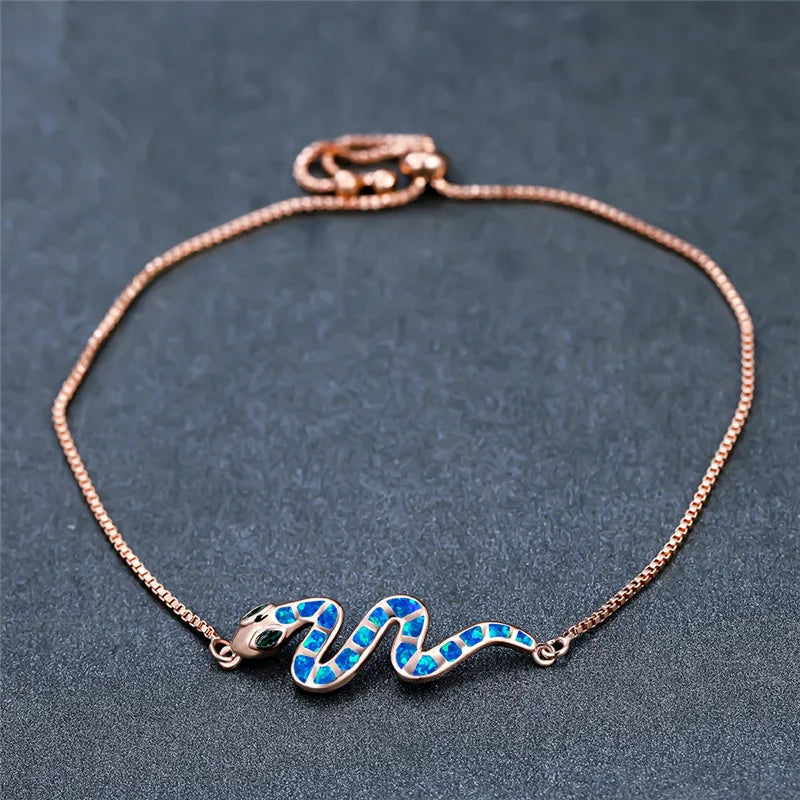 Vintage Punk Small Snake Bracelet Opal Stone Animal Bracelet