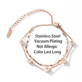 Vintage Punk Style Double Layer Roman Numerals Pendant Stainless Steel Bracelet