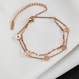 Vintage Punk Style Double Layer Roman Numerals Pendant Stainless Steel Bracelet