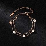 Vintage Punk Style Double Layer Roman Numerals Pendant Stainless Steel Bracelet
