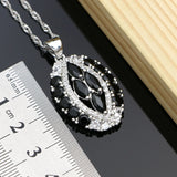Vintage Punk Women 925 Silver Stone Earrings Necklace Sets
