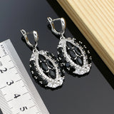 Vintage Punk Women 925 Silver Stone Earrings Necklace Sets