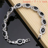 Vintage Punk Women 925 Silver Stone Earrings Necklace Sets