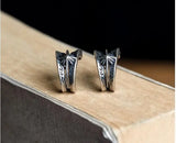 Vintage 925 Silver Geometric Pattern Stud Earrings Ethnic Jewelry