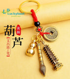 Pure Copper Gourd Fortune Pixiu Car Pendant Keychain