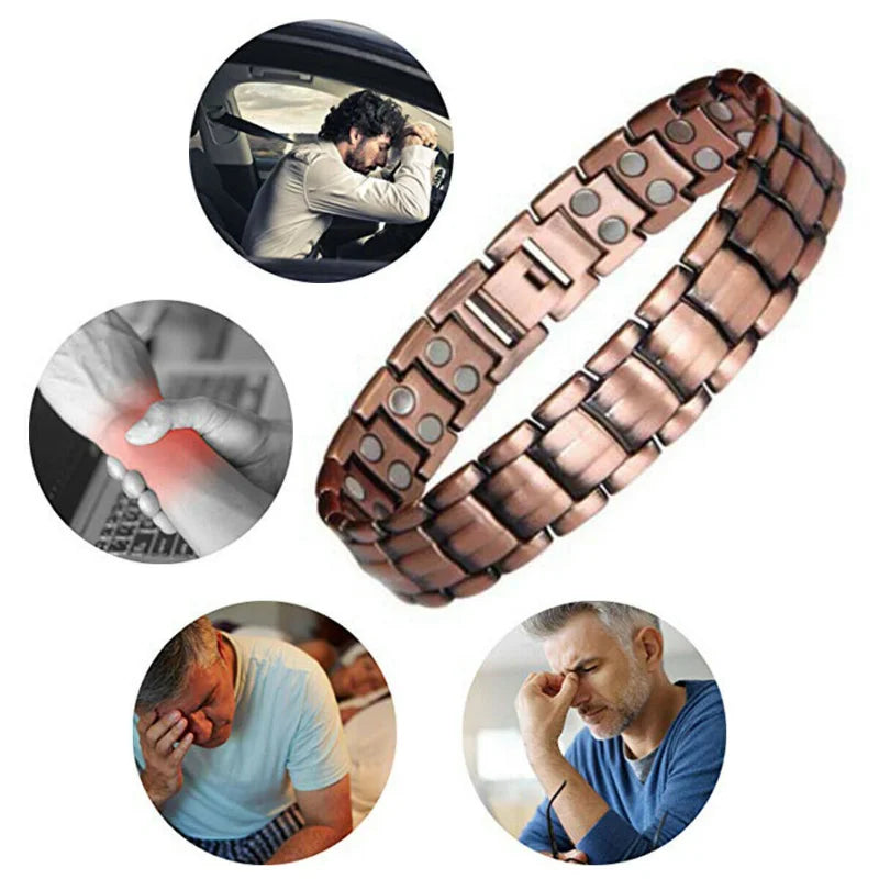 Vintage Pure Copper Magnetic Pain Relief Bracelet For Men Therapy