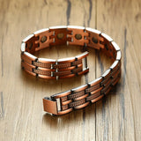 Men's Pure Copper Magnetic Pain Relief Bracelet Double Row Magnets