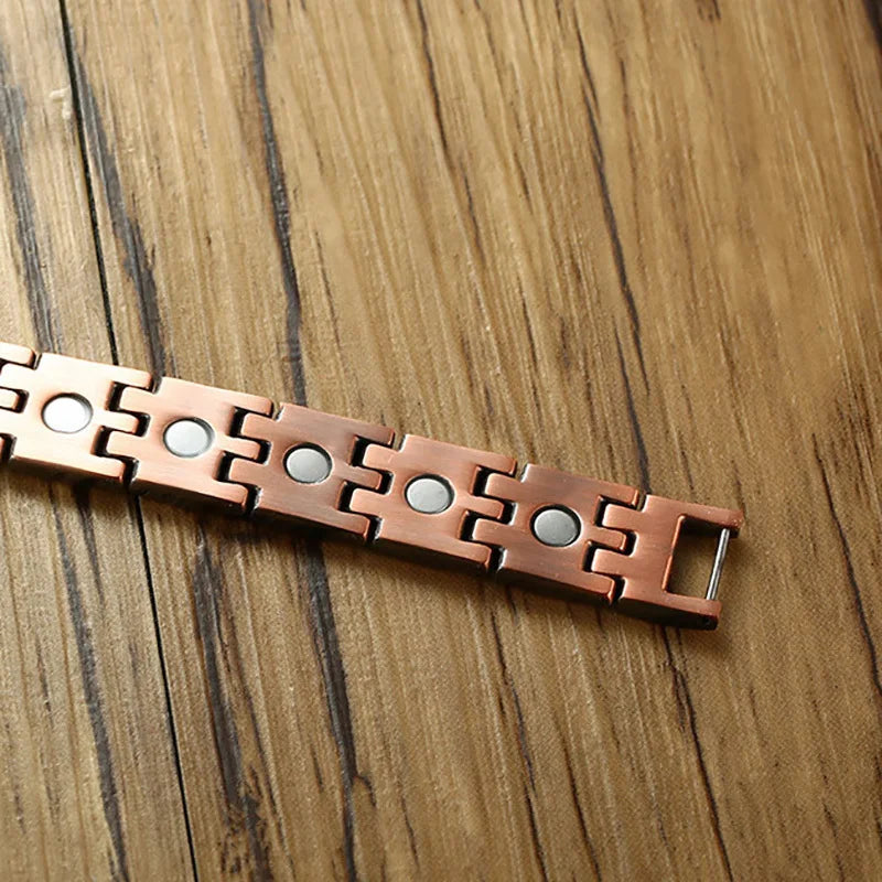 Men's Pure Copper Magnetic Pain Relief Bracelet Double Row Magnets