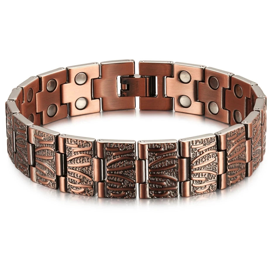 Men's Pure Copper Magnetic Pain Relief Bracelet Double Row Magnets