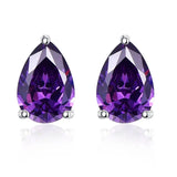 Vintage Amethyst Stone Pierced Earrings Sterling Silver