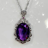 Vintage Amethyst Gemstone Pendant Necklace 925 Silver Jewelry