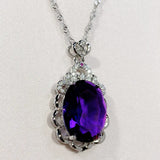 Vintage Amethyst Gemstone Pendant Necklace 925 Silver Jewelry