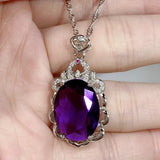 Vintage Amethyst Gemstone Pendant Necklace 925 Silver Jewelry