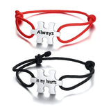 Vintage Puzzle Couple Rope Bracelets Personalized Name Plate ID Bracelet