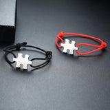 Vintage Puzzle Couple Rope Bracelets Personalized Name Plate ID Bracelet