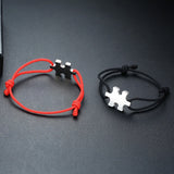 Vintage Puzzle Couple Rope Bracelets Personalized Name Plate ID Bracelet