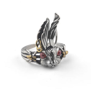 Vintage Rabbit Ring For Men Jewelry Set Crystal Eye Animal Pattern Male Ring