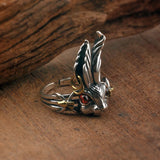 Vintage Rabbit Ring For Men Jewelry Set Crystal Eye Animal Pattern Male Ring