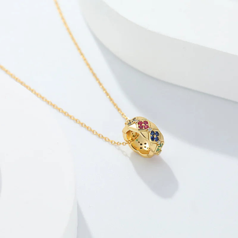 Vintage 925 Sterling Silver Zircon Rings Pendant Choker Necklace Women