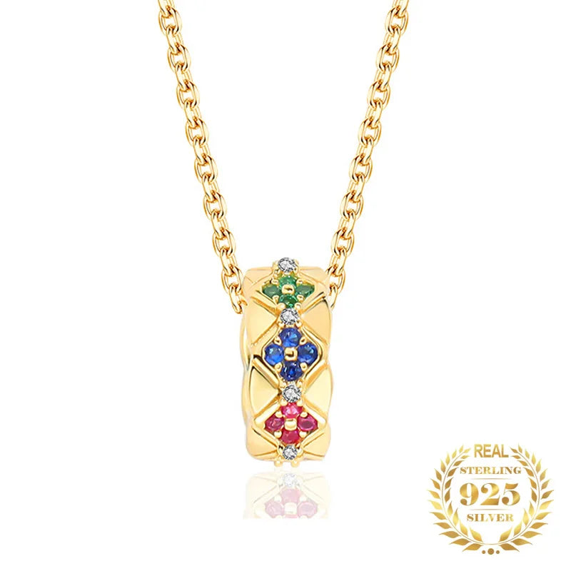 Vintage 925 Sterling Silver Zircon Rings Pendant Choker Necklace Women