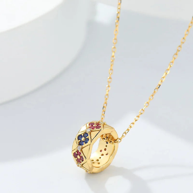 Vintage 925 Sterling Silver Zircon Rings Pendant Choker Necklace Women