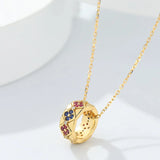Vintage 925 Sterling Silver Zircon Rings Pendant Choker Necklace Women