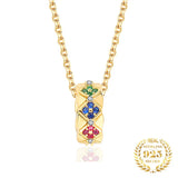 Vintage 925 Sterling Silver Zircon Rings Pendant Choker Necklace Women