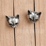 925 Silver Cat Stud Earrings Hip Hop Gothic Style