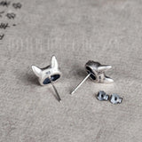 925 Silver Cat Stud Earrings Hip Hop Gothic Style