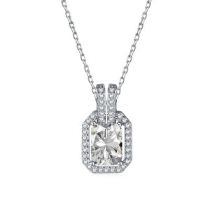 Vintage Zircon Pendant Necklace Sterling Silver 925 Women Jewelry Plated