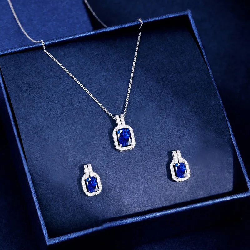 Vintage Zircon Pendant Necklace Sterling Silver 925 Women Jewelry Plated