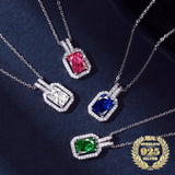Vintage Zircon Pendant Necklace Sterling Silver 925 Women Jewelry Plated