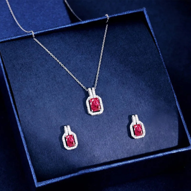 Vintage Zircon Pendant Necklace Sterling Silver 925 Women Jewelry Plated