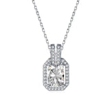 Vintage Zircon Pendant Necklace Sterling Silver 925 Women Jewelry Plated