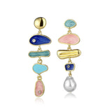 Vintage Red Acrylic Drop Earrings Shell Resin Hanging Jewelry Women