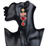 Vintage Red Acrylic Drop Earrings Shell Resin Hanging Jewelry Women