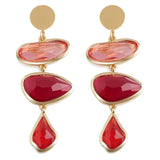 Vintage Red Acrylic Drop Earrings Shell Resin Hanging Jewelry Women