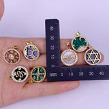 Red Agate Pendant Inlaid Zircon Star Of David Love Moon