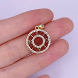 Red Agate Pendant Inlaid Zircon Star Of David Love Moon