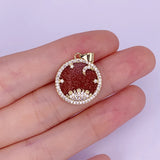 Red Agate Pendant Inlaid Zircon Star Of David Love Moon
