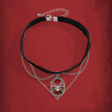 Vintage Red Crystal Halloween Spider Pendant Women Necklaces Gothic