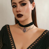 Vintage Red Crystal Halloween Spider Pendant Women Necklaces Gothic